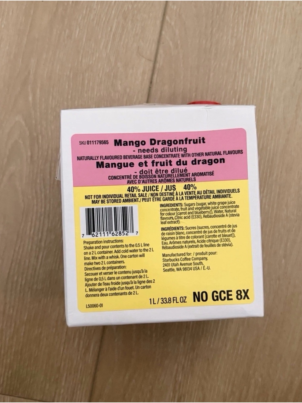 Starbucks Mango Dragonfruit Beverage Base - Pink & Yellow Packaging